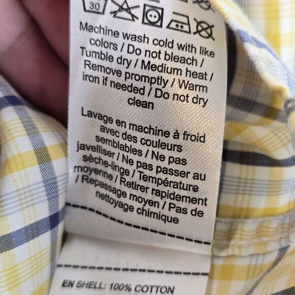 UNTUCKit Shirt Mens 2XL Yellow Blue Plaid Button Down Slim Fit Wrinkle Free - Picture 15 of 16